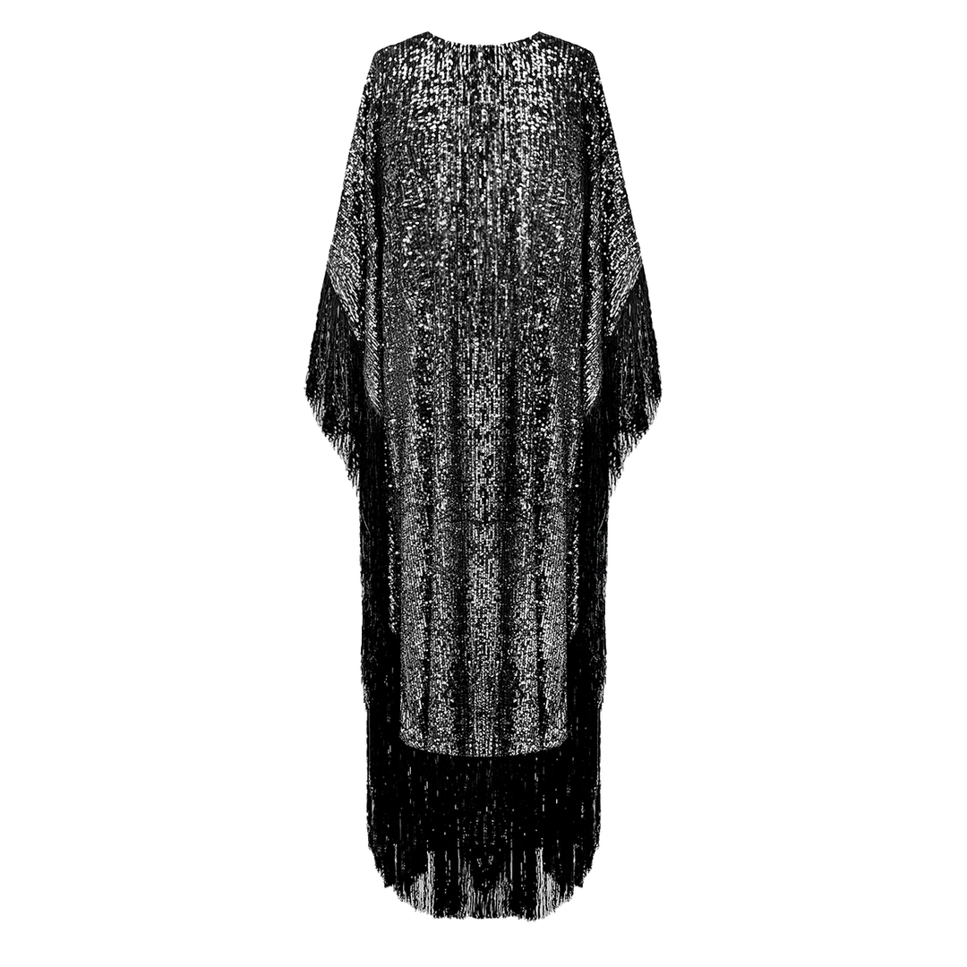 SemSem Gunmetal Metallic Sequin Kaftan. 