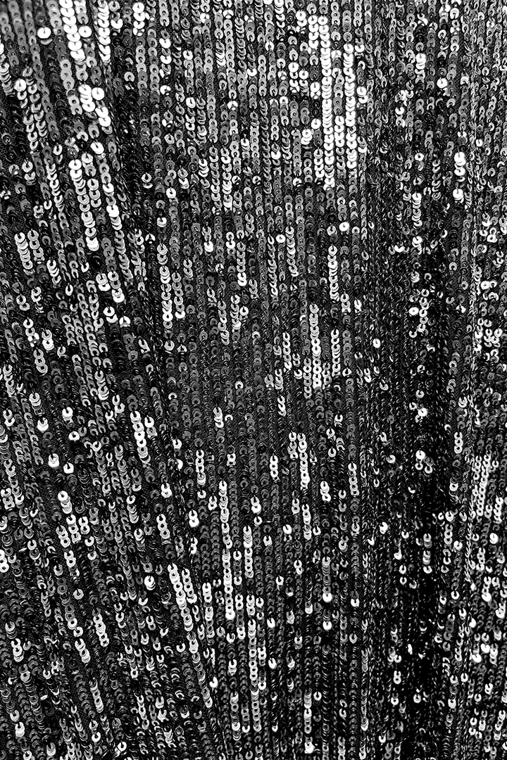 Detail of SemSem Gunmetal Metallic Sequin Kaftan.