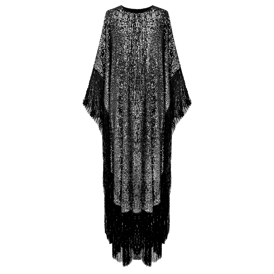 SemSem Gunmetal Metallic Sequin Kaftan. 