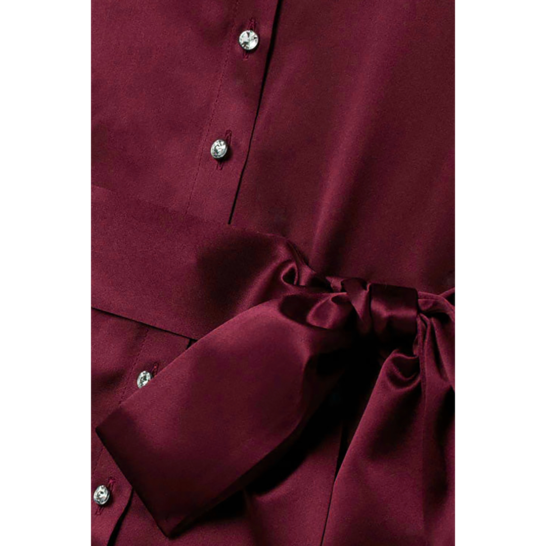 Details Of SemSem Burgundy Silk Shirt Dress.