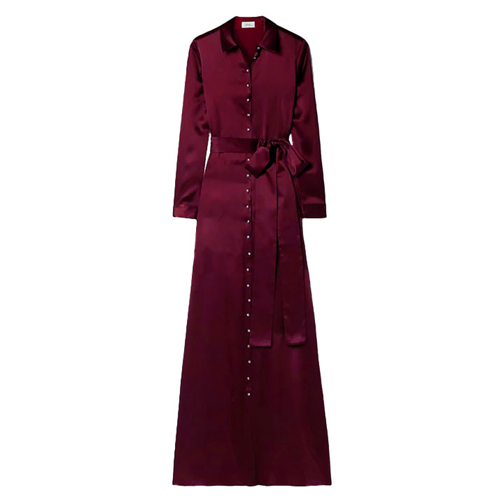 SemSem Burgundy Silk Shirt Dress.