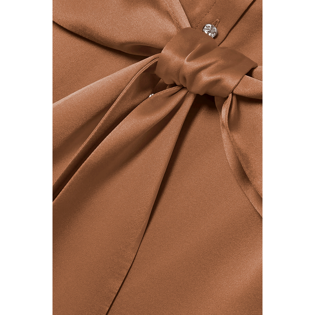 Details of SemSem Camel Silk Shirt Dress.