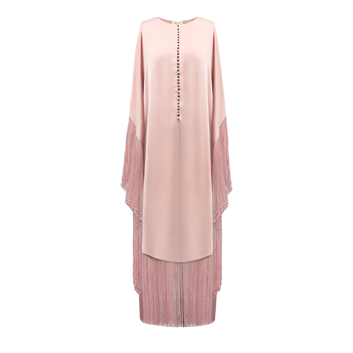 SemSem Kaftan with Fringe Detail and Crystal Buttons.