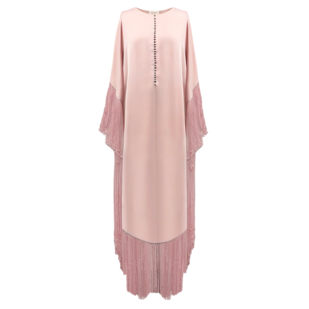 SemSem Kaftan with Fringe Detail and Crystal Buttons.