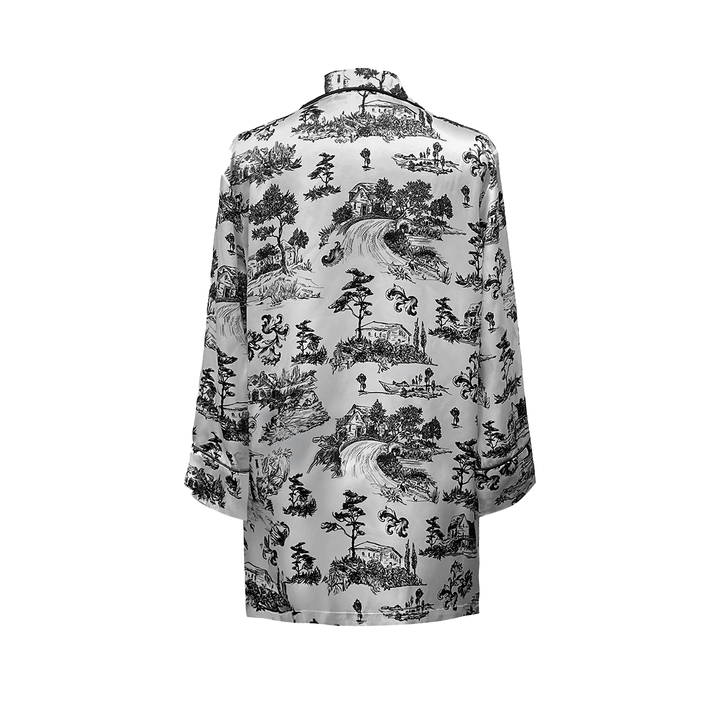 SemSem Printed Silk Pajama Top - Ink Print.