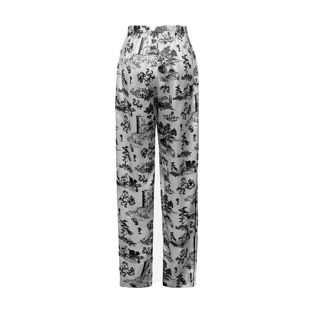 SemSem Printed Silk Pajama Pant - Ink Print.