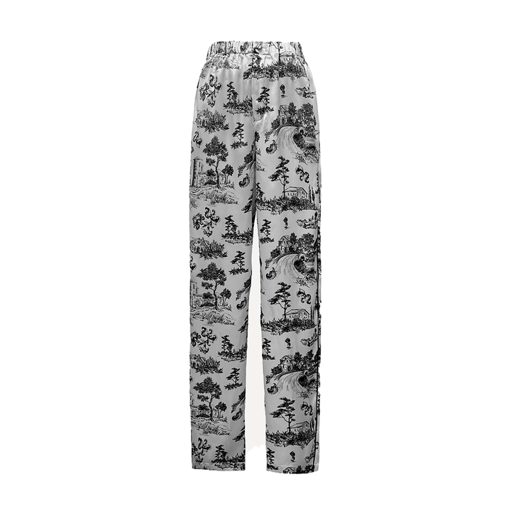 SemSem Printed Silk Pajama Pant - Ink Print.