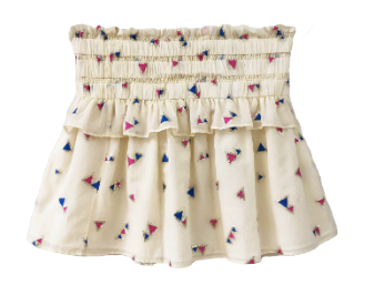 Jamila Smocked Mini Skirt - Egret