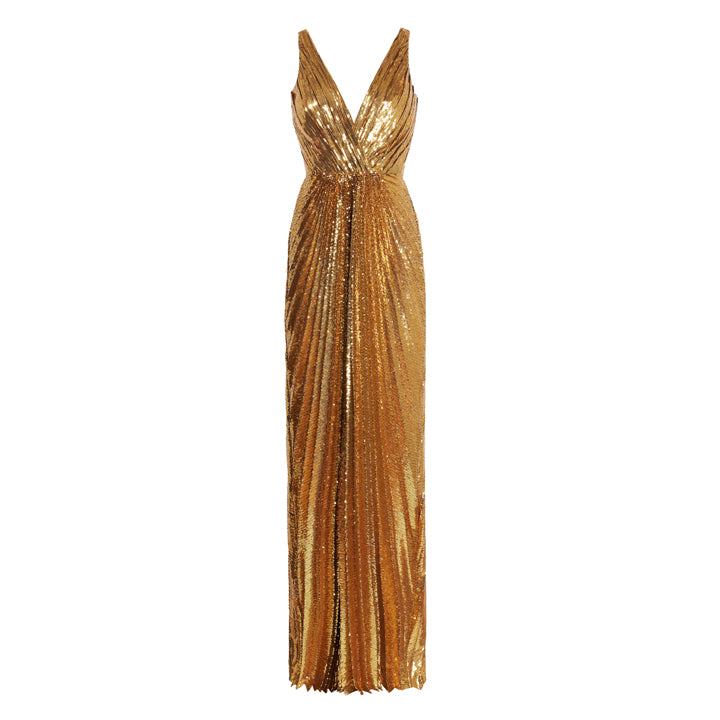 SemSem Gold Sequin Sunray Gown.