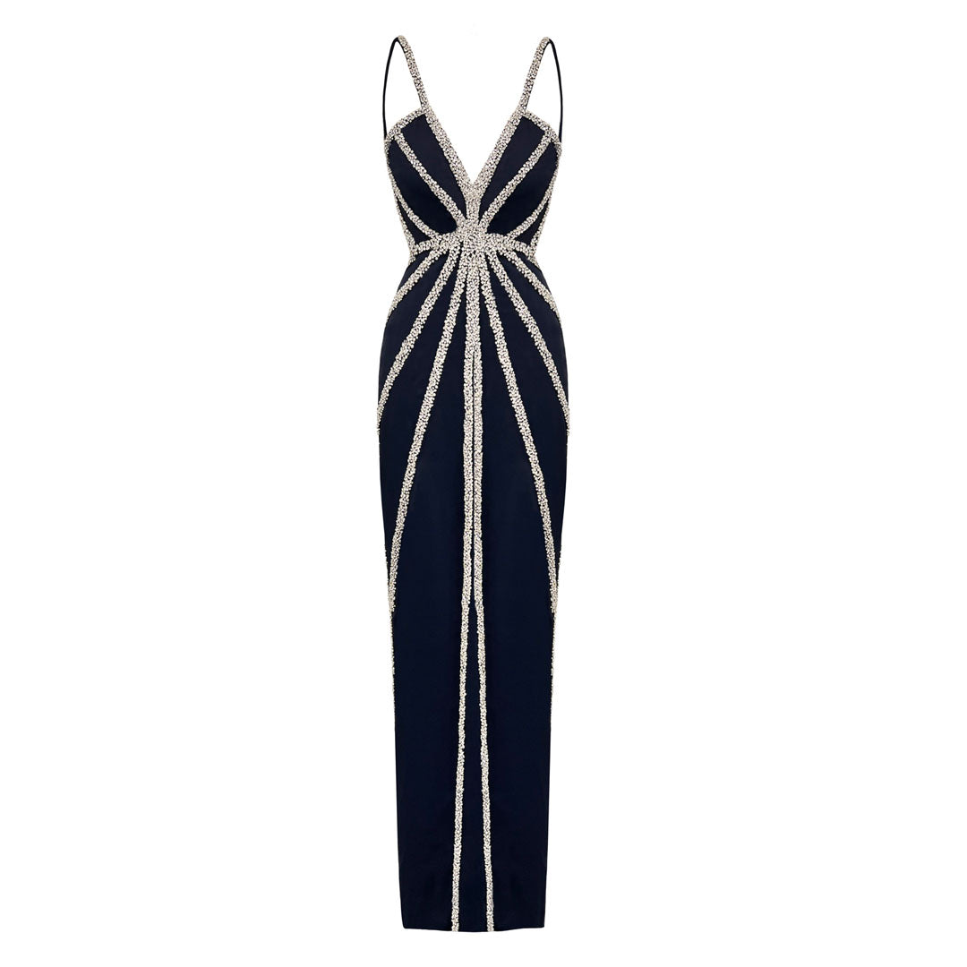 SemSem Navy Cut Out Crystal Dress.