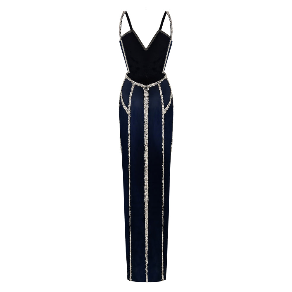 SemSem Navy Cut Out Crystal Dress.