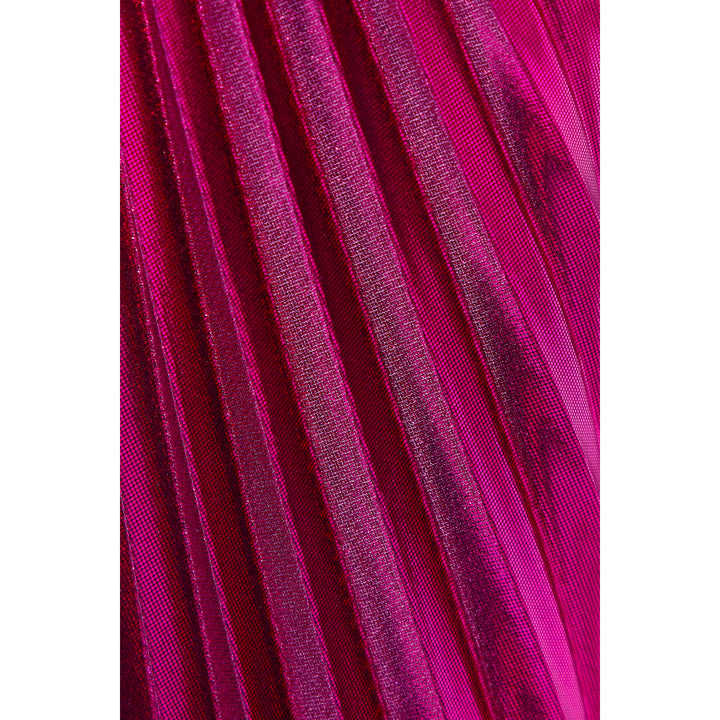 SemSem Pink Pleated Metallic Lamé Gown.