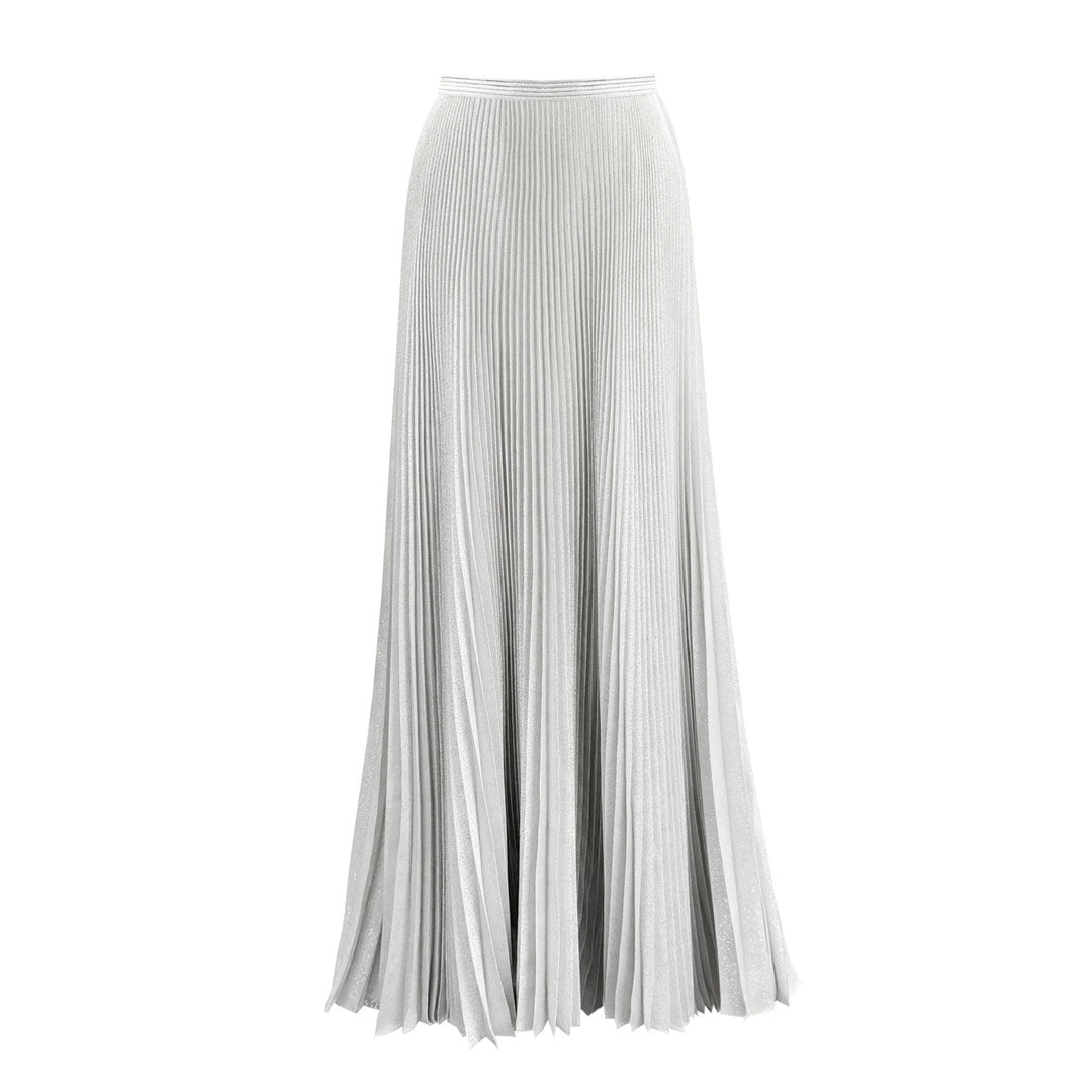 SemSem Pleated Silk/ Metallic Maxi Skirt.