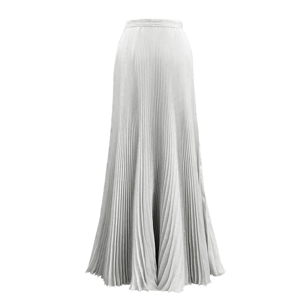 SemSem Pleated Silk/ Metallic Maxi Skirt.