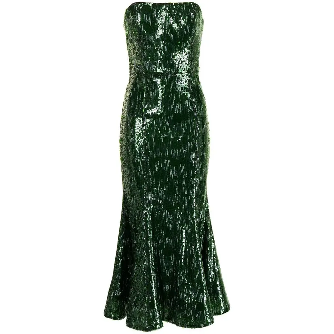 SemSem Strapless Sequin Tulled Mini Dress.