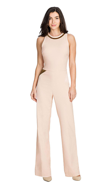 Layla Embroidered Jumpsuit - Pale Blush