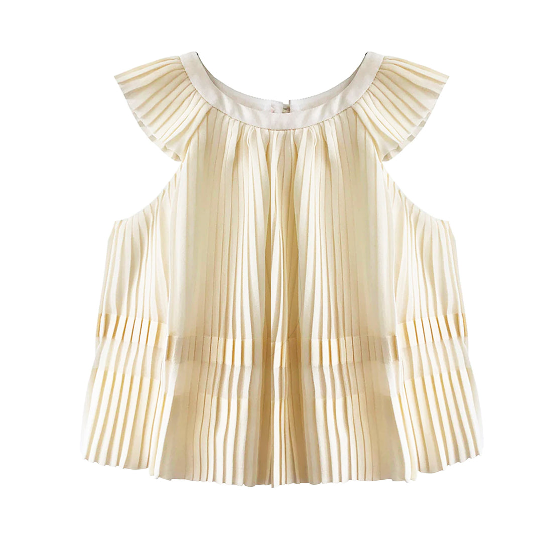 Girls Maryam Pleated Top - Egret