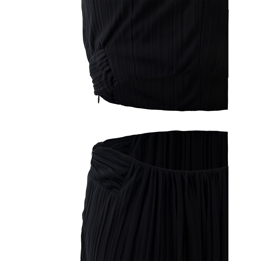 Pleated Jersey Dress with Waist Cutouts