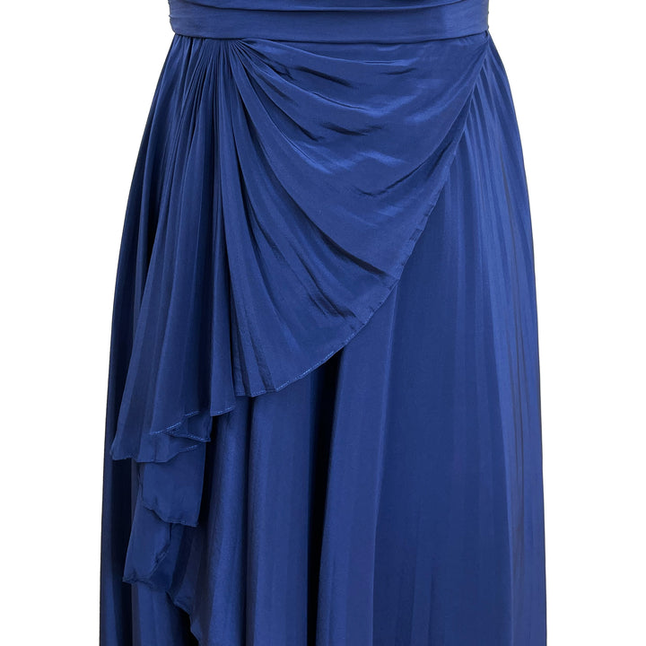 One Shoulder Asymmetric Pleated Solid Silk Gown