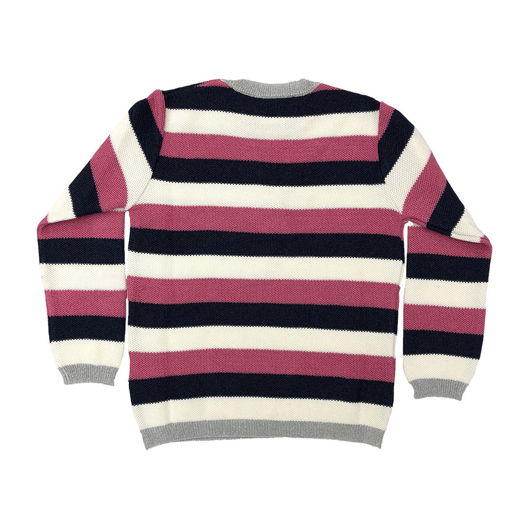 Girls Flamingo Embroidered Stripe Pull Over Top