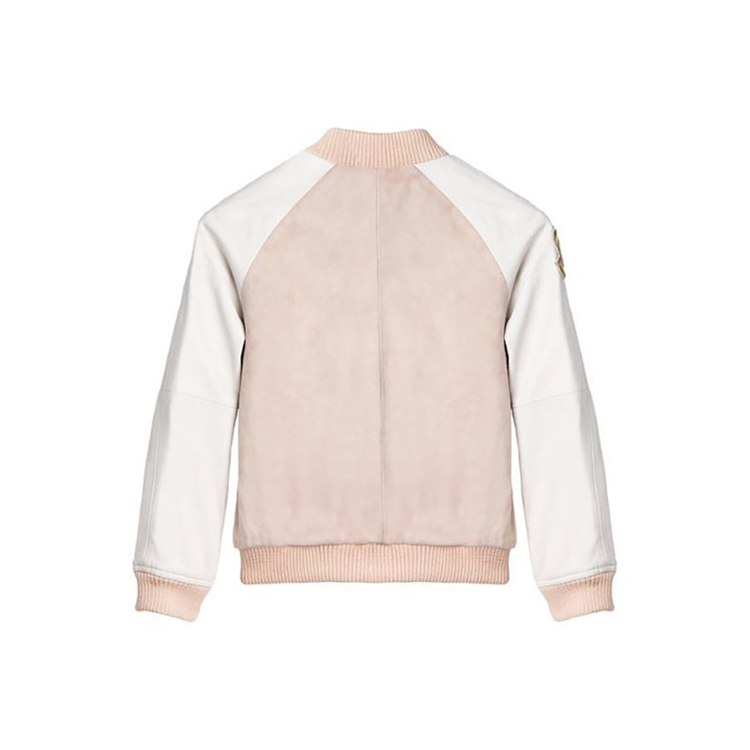 Girls Hanna Leather Bomber Jacket - Blush