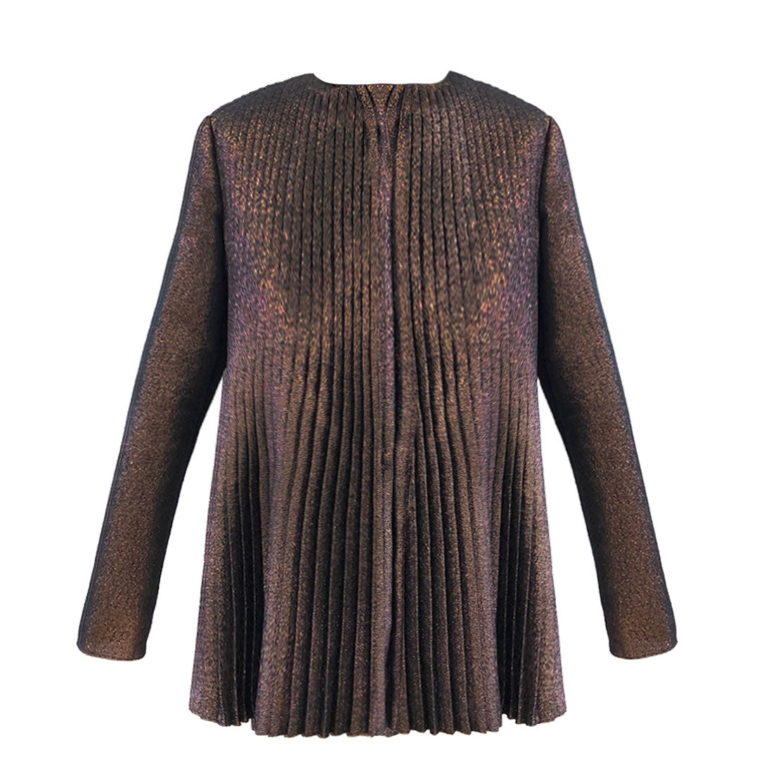 Bronze Pleated Long Sleeve Top