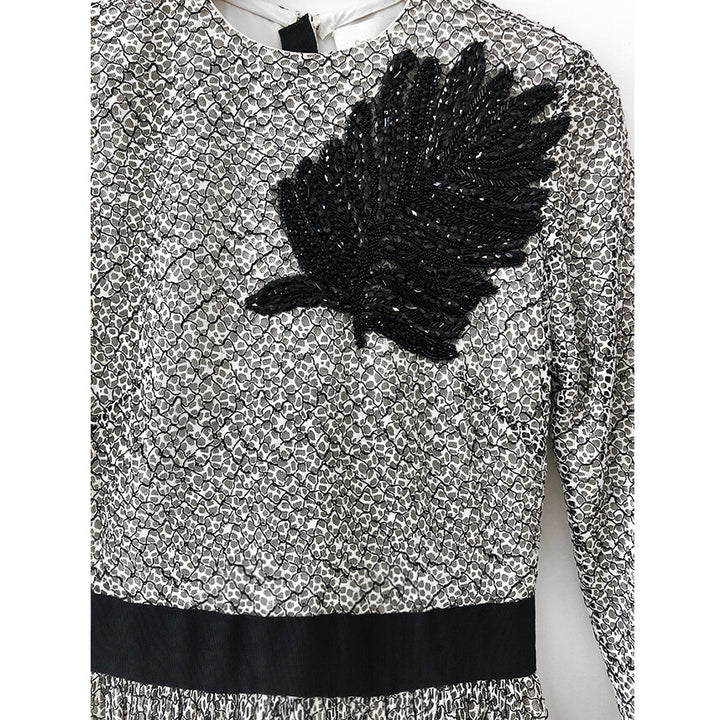 Black and White Lace Dress w/ Beading