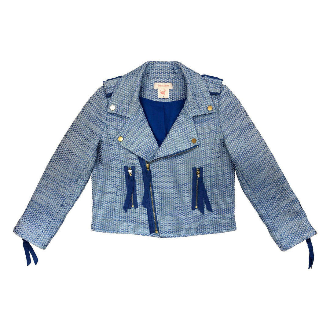 Girls Samia Biker Jacket - Palace Blue