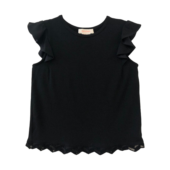 Girls Dalia Jersey Top - Black