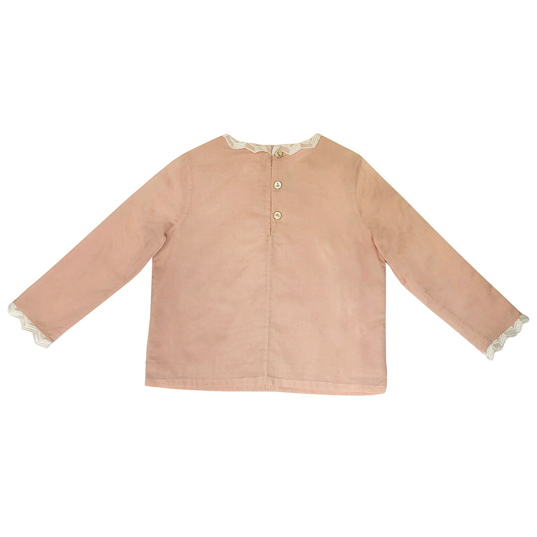 Girls Dalia Lace Trim Top - Pale Blush