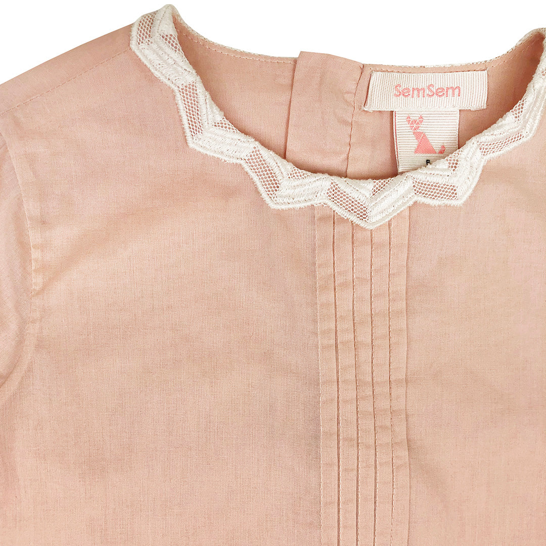 Girls Dalia Lace Trim Top - Pale Blush