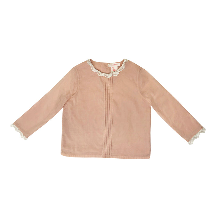 Girls Dalia Lace Trim Top - Pale Blush