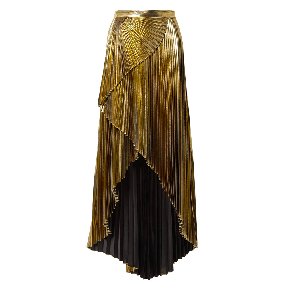 Gold lame pleated skirt hotsell