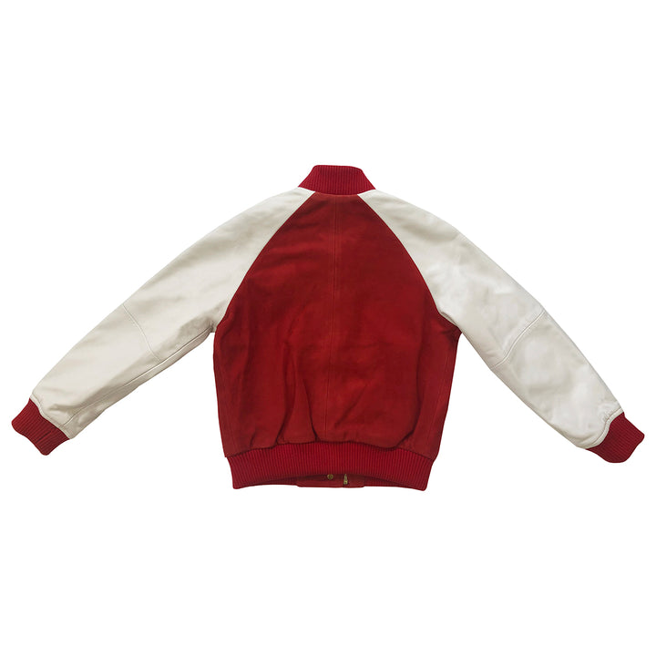 Girls Hanna Leather Bomber Jacket - Red