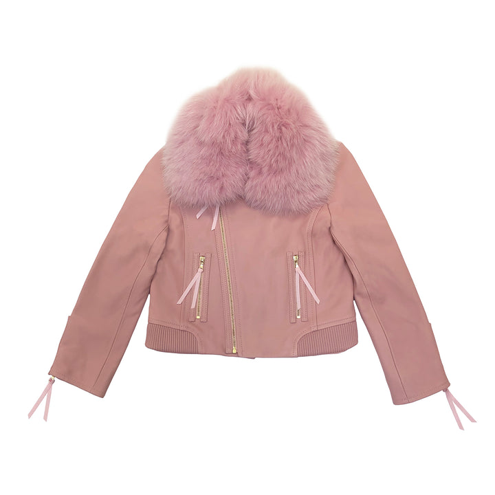 Girls Lara Moto Jacket with Fur