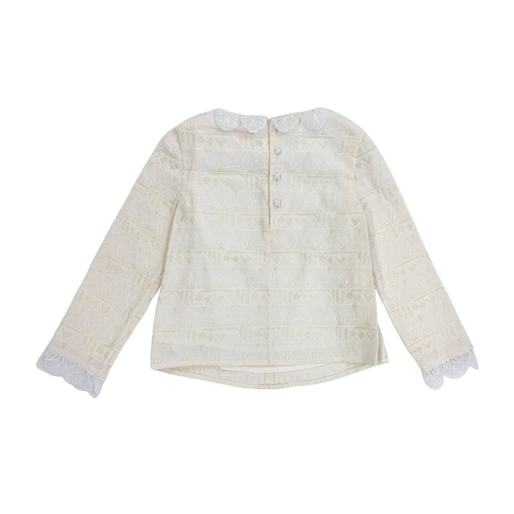 Girls Lotus Trim Top - Cream