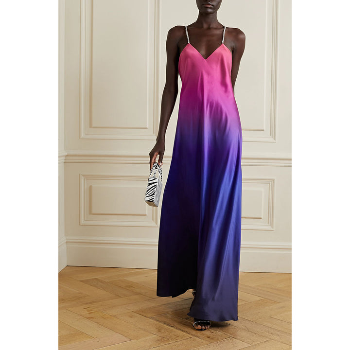 Model Wearing SemSem Swarovski Crystal-Embellished Ombré Silk-Satin Gown.