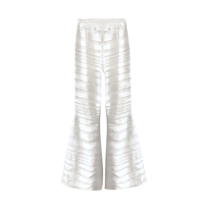 White Organza Striped Flared Pants