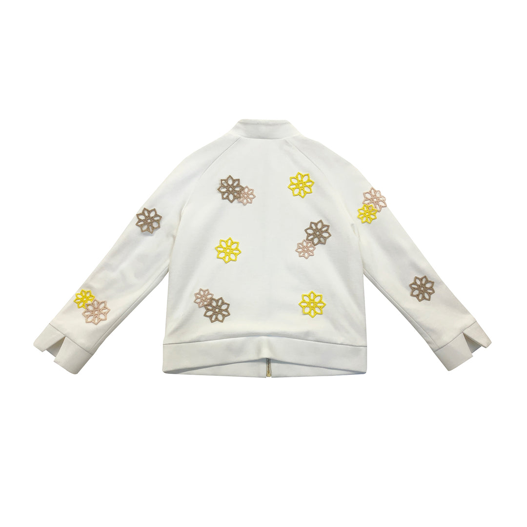 Girls Zaha Flower Bomber Jacket - White