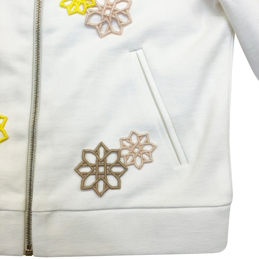 Girls Zaha Flower Bomber Jacket - White